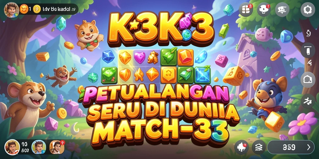 Tampilan gameplay seru K3K3 dengan kombinasi batu permata.