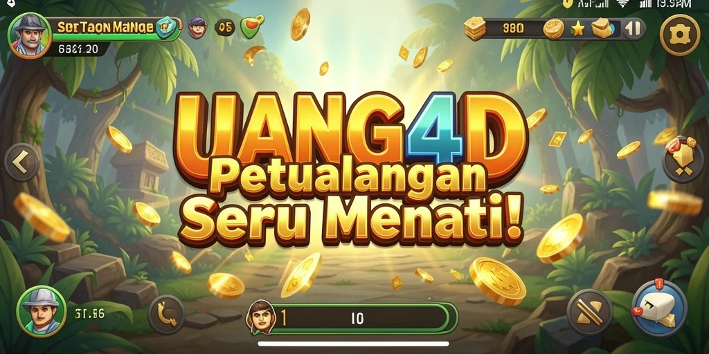 Screenshot UANG4D menampilkan karakter menghadapi monster dalam hutan.